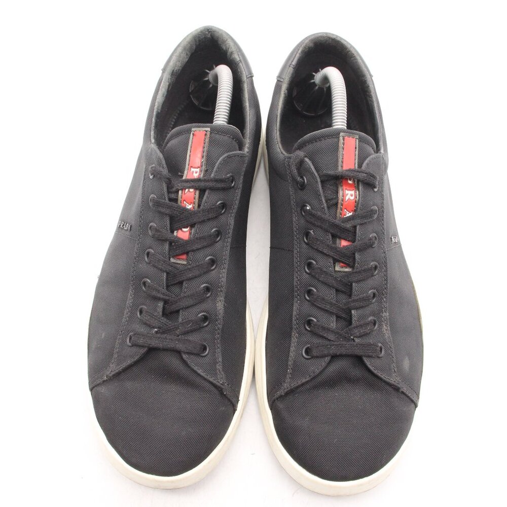 Prada Black Canvas Shoes Men's UK 9 Lace Up Casual Trainers Sneakers - Picture 2 of 11